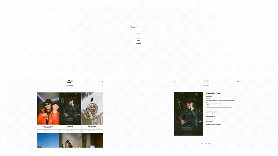DVD Prints online film photography print store with a minimal product grid