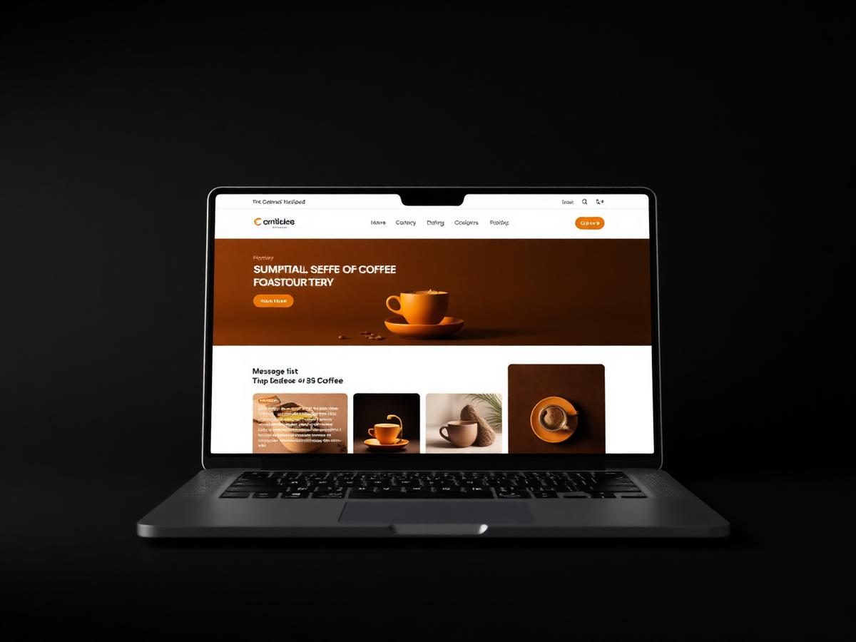 Coffee roastery e-commerce homepage design shown on a laptop