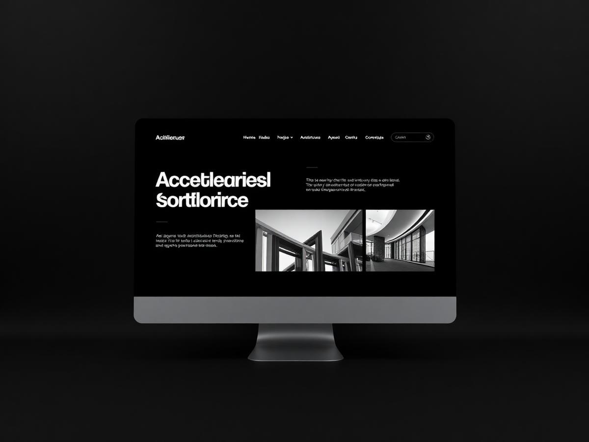 Architecture studio portfolio website design on a desktop monitor